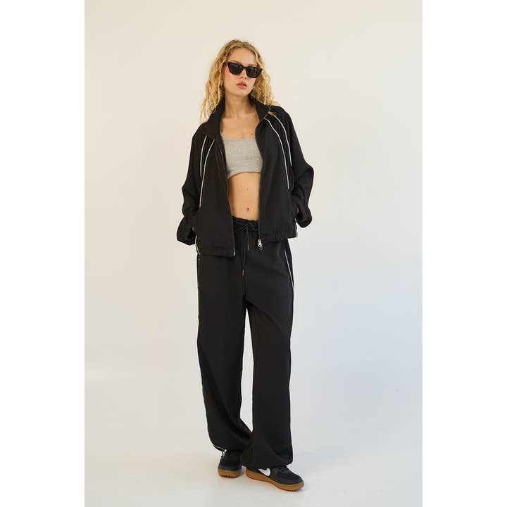 The GREii - Wholesale Top & Pant Set (NOT Loungewear) - Women's - Metalic Piping Detail Top and Drawstring Pant Set 4
