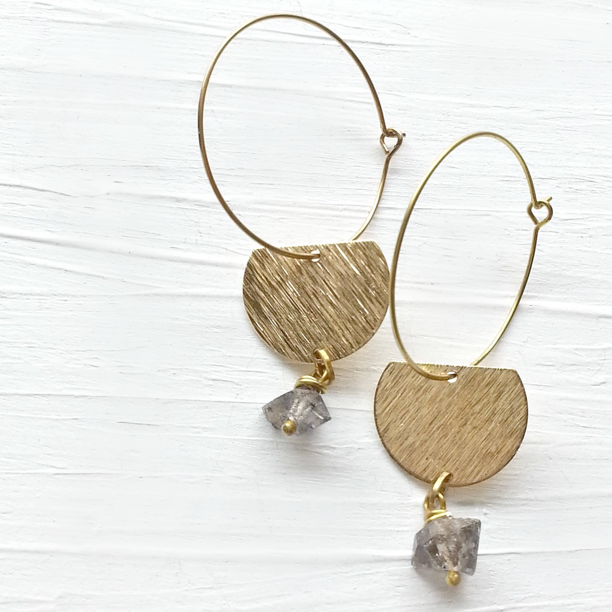 Rose and Della - Wholesale Dangle Earrings - Hoop and Semi Circle Earrings with Quartz Stones3