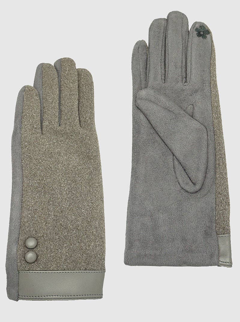 Wild Honey - Wholesale Gloves - Women's - SUEDE LEATHERETTE INSULATED TOUCHSCREEN BUTTON GLOVES0