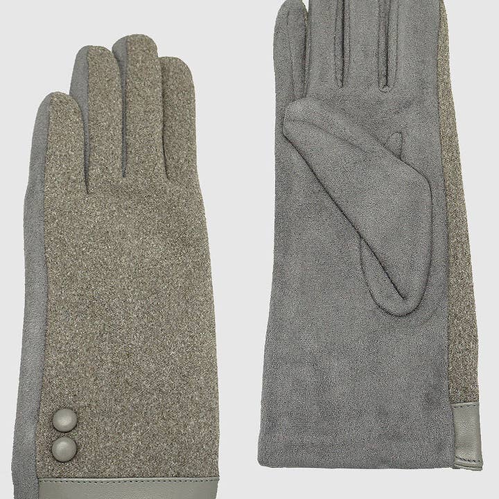 Wild Honey - Wholesale Gloves - Women's - SUEDE LEATHERETTE INSULATED TOUCHSCREEN BUTTON GLOVES