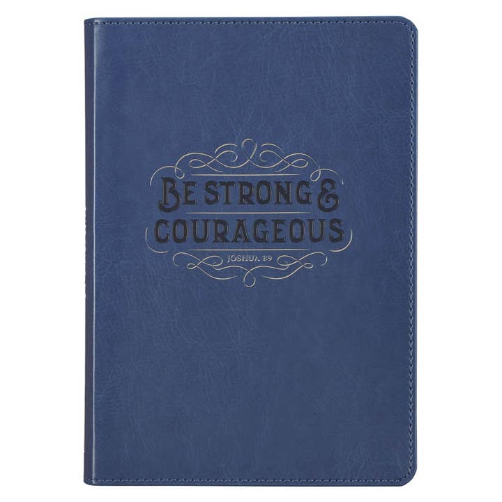 Christian Art Gifts - Wholesale Journal/Diary - Journal Classic Zip Navy Be Strong & Courageous Josh. 1:9