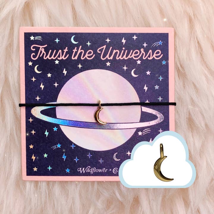 Moon Charm Friendship Bracelet Gold or Silver for wholesale by Wildflower + Co.