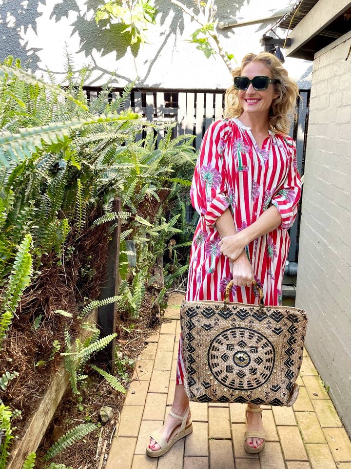 Roselle - Wholesale Dress – Women's - CABANA BUTTON THROUGH DRESS RED4