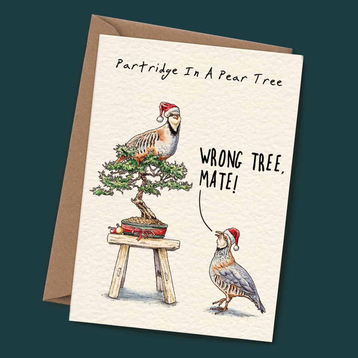 Partridge Christmas Card - Holiday Card - Christmas Card for wholesale by Bewilderbeest