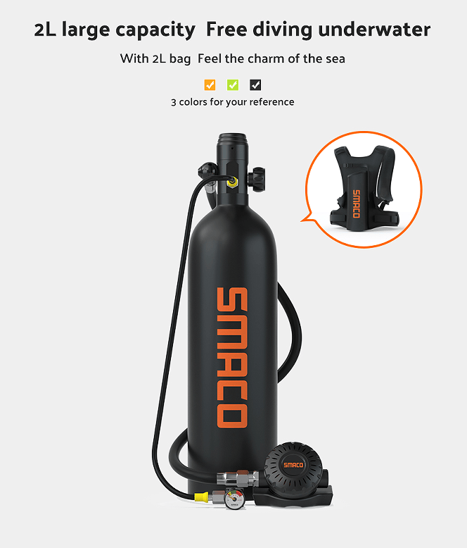 Hard Rock Health Stores - Wholesale Sporting Accessories - 2L Single-bottle respirator diving equipment.  Constant pressure 2 Mpa breathing 25-30Minutes snorkel mask snorkeling tube protective back bag, diving gas cylinder, scuba diving, adult men and women10