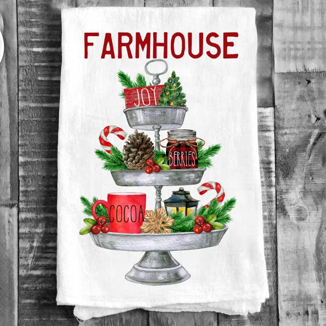 Farmhouse Christmas 3 Stufengeschirr aus Baumwolle Geschirrtücher für den Großhandel von Avery Lane Gifts