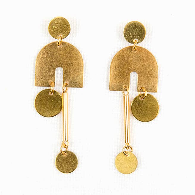 Altiplano - Wholesale Dangle Earrings - Small Graphic Asymmetric Posts0