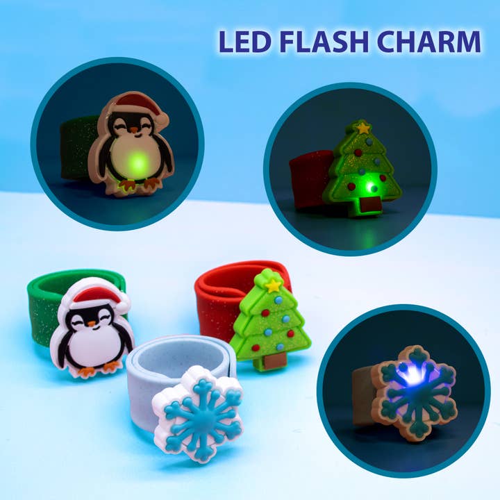 Frog Sac - Wholesale Light-Up Toy - Kids & Baby - Light Up LED Christmas Slap Bracelets - 3 Pack