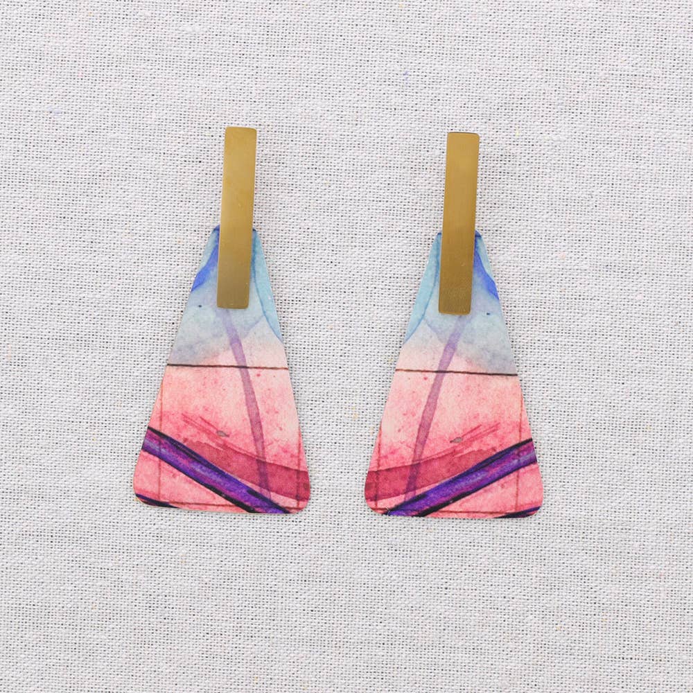 Sonata - Wholesale Snap Jewelry - Triangular Hanging Steel Earrings Drawing2