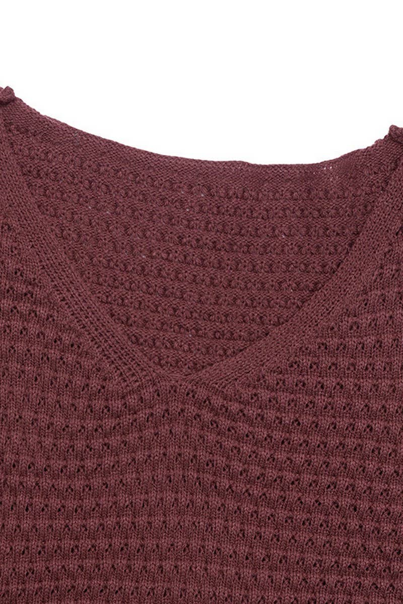 NINEXIS - Vente Robe – femme - ROBE PULL TRICOTÉE À MANCHES BOUFFANTES ET COL EN V CWDSD1095113