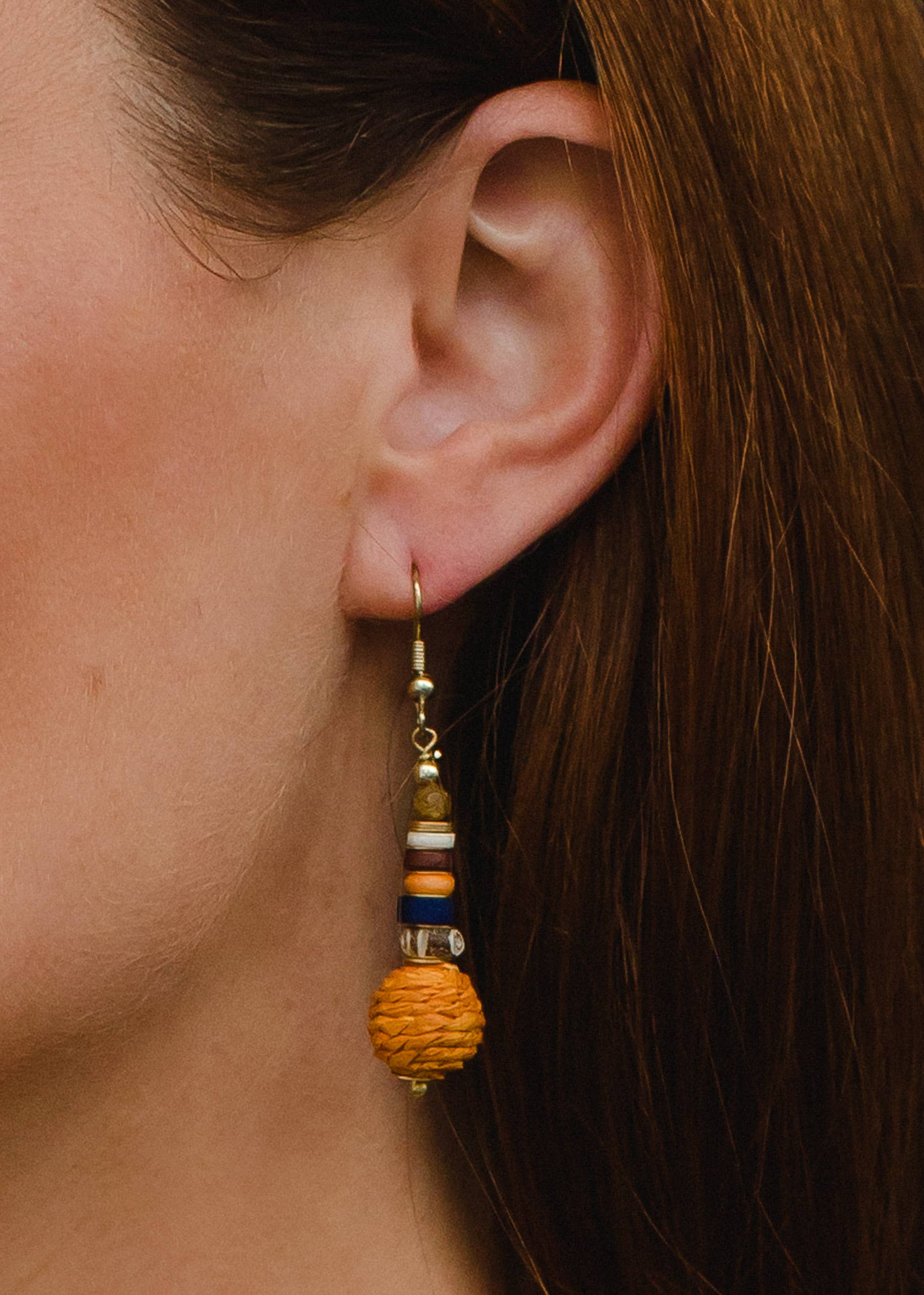 Panache Apparel Co. - Wholesale Dangle Earrings - Orange & Multicolored Beaded Earrings1