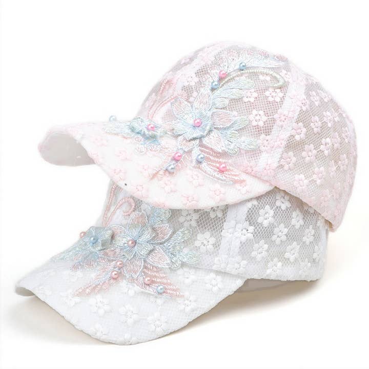 ACCITY - Wholesale Baseball Cap - Women's - Summer Lace Floral Mesh Baseball Cap CWAH1533