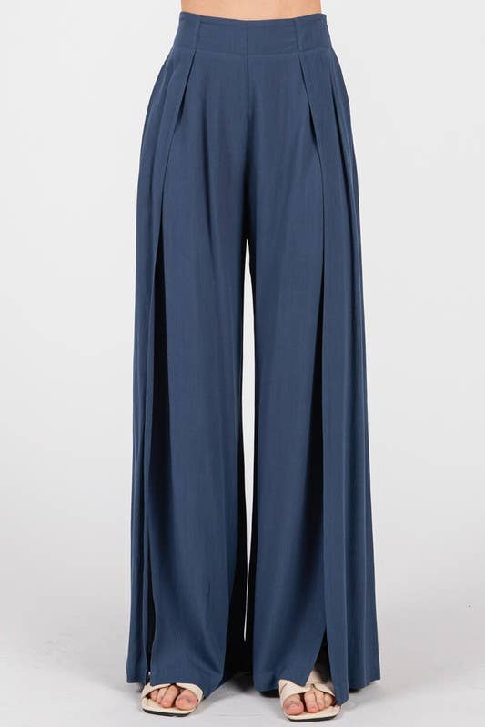Final Touch - Wholesale Pants - Women's - Solid Front Slit Wide Leg Pants - VP36150