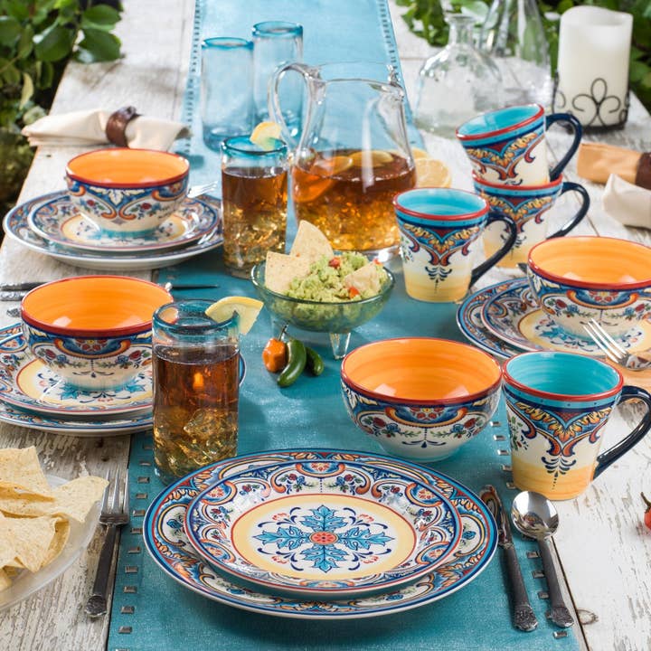 Euro Ceramica | ClayBarnHome - Wholesale Dinnerware Set - Zanzibar 16 Piece Stoneware Dinnerware Set, Service for 4