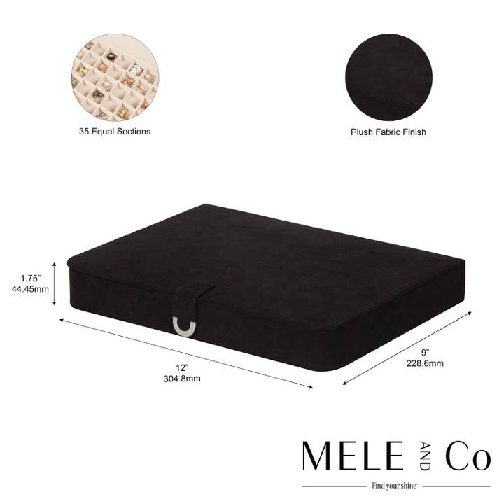 Mele and Co - Wholesale Jewelry Box/Organizer - Mele and Co Cameron Plush Fabric Jewelry Box in Black