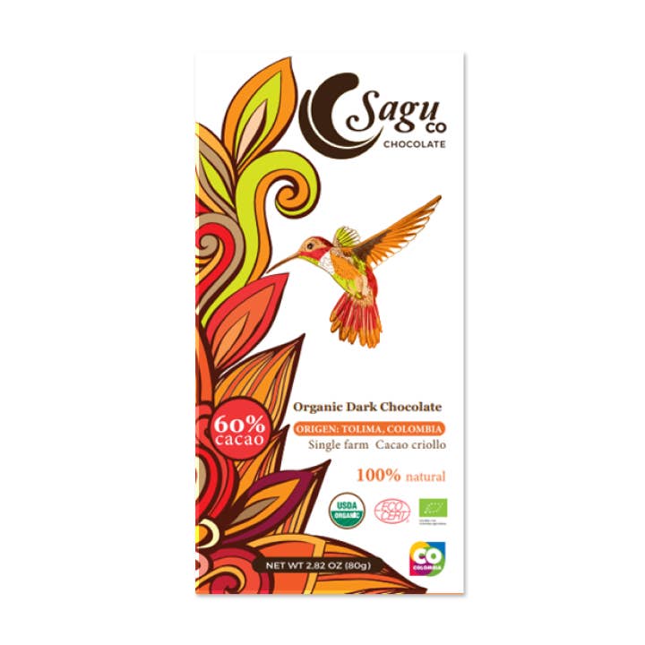 Organic Dark Chocolate Bar 60% Cacao 80g for wholesale by SAGU CO CHOCOLATE