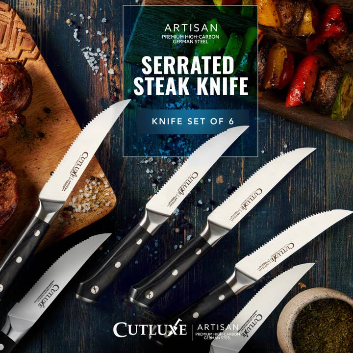 5" Serrated Steak Knives Set of 6 | Artisan Series for wholesale by Cutluxe