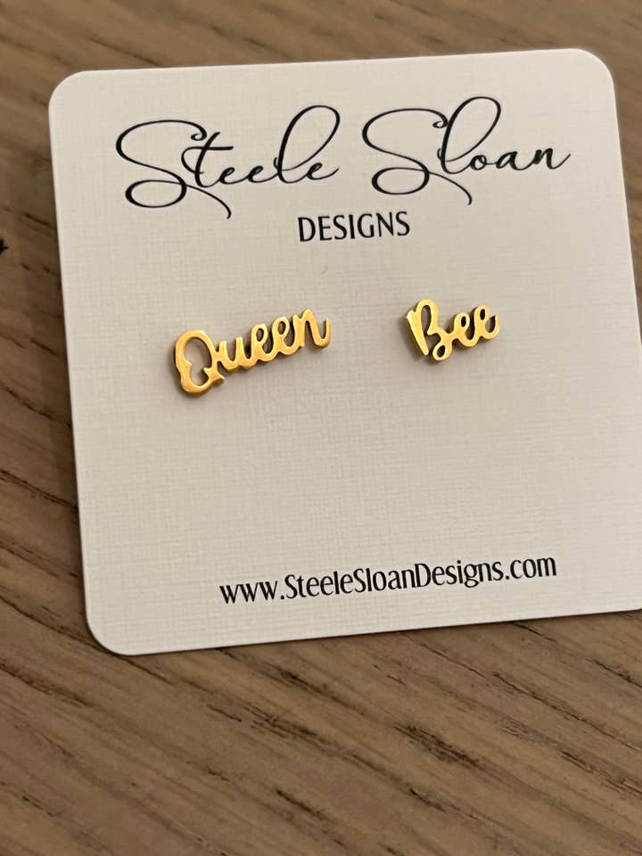 "Queen Bee" Gold Stud Hypoallergenic Earrings for wholesale by Steele Sloan Designs