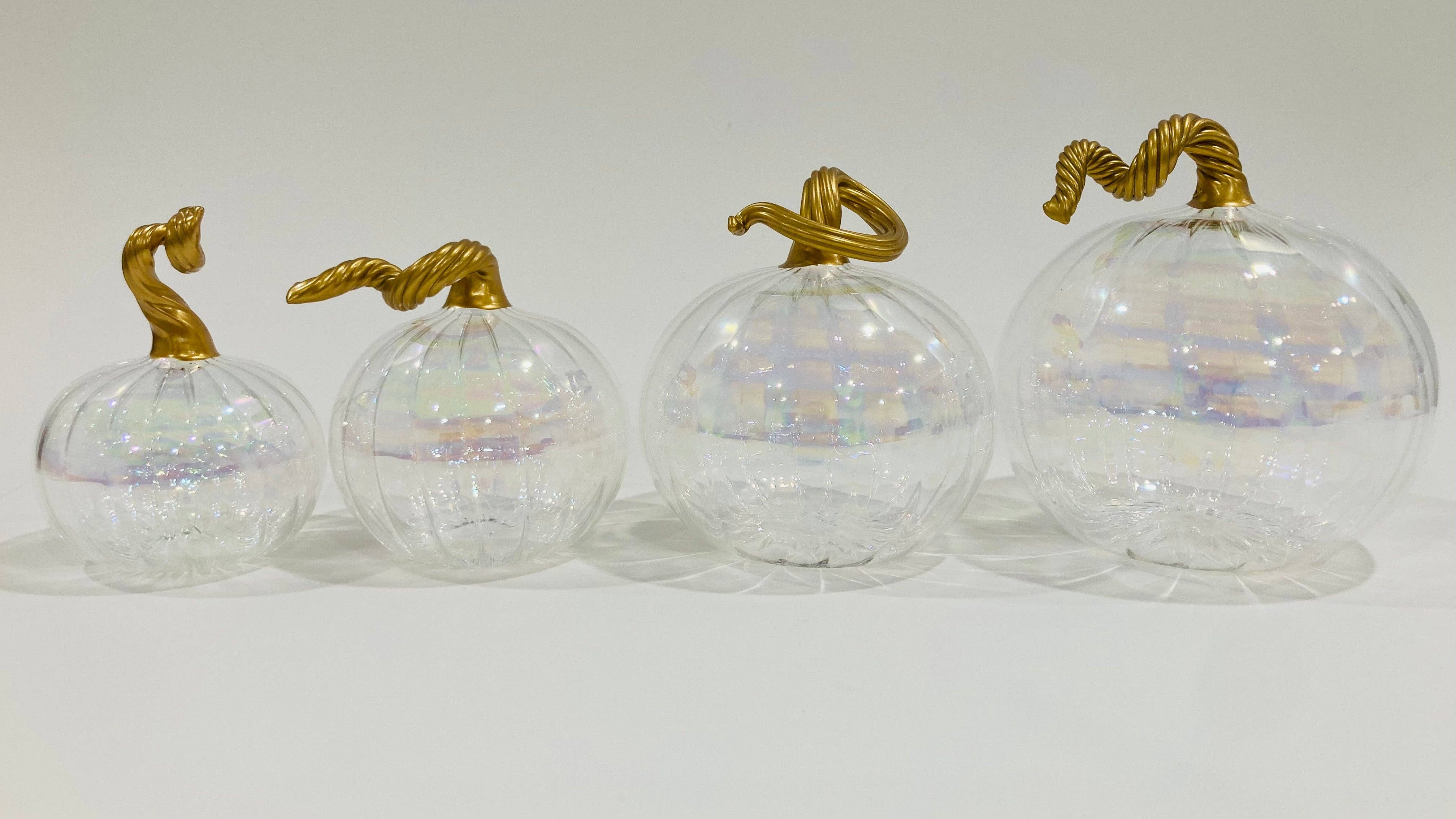 Dandarah (Ships from Canada) – Großhandel Tischdeko – Geblasener Glastisch Thanksgiving-Kürbis - Irisierendes Klar4