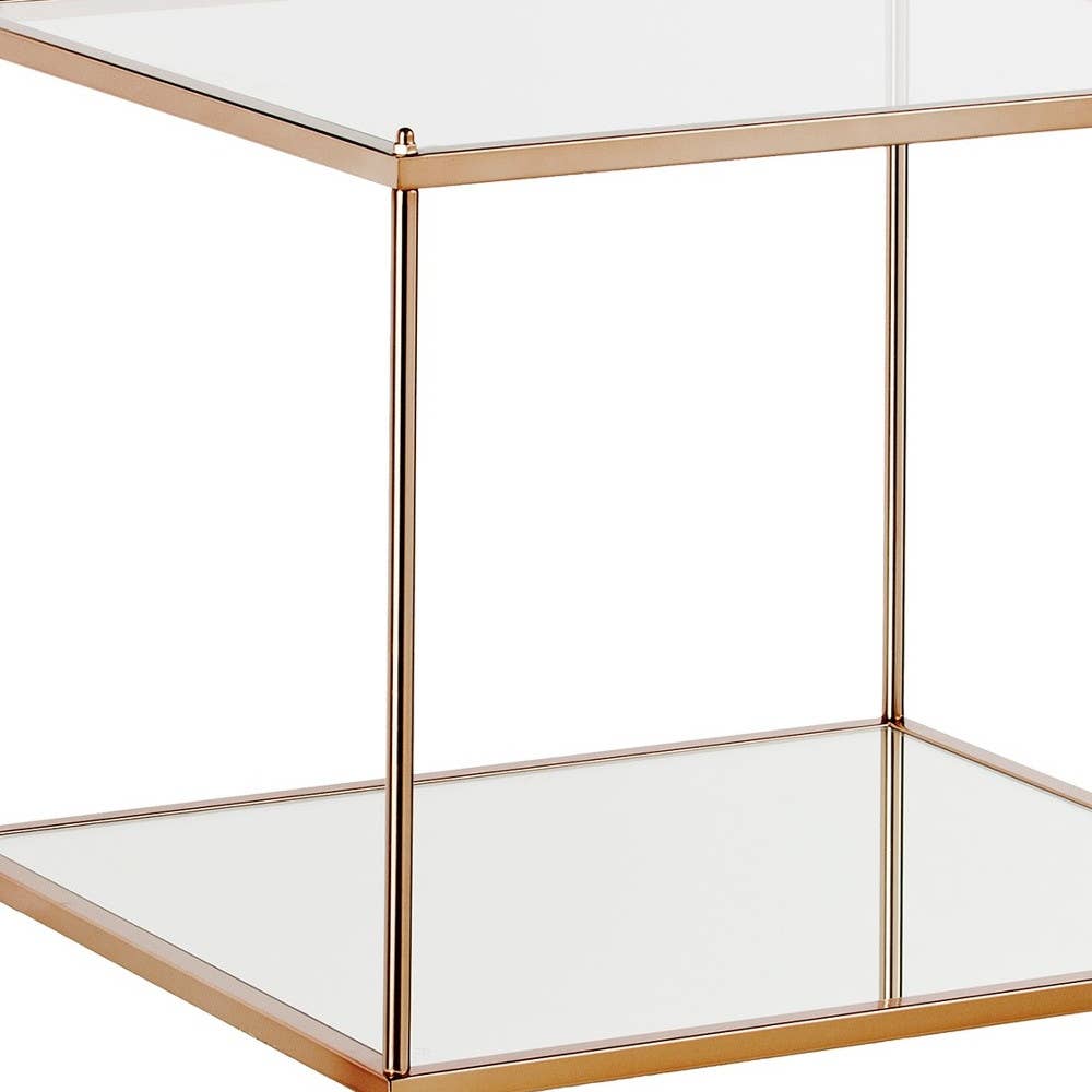 HomeRoots - Vendita all'ingrosso Tavolini - Tavolino quadrato in oro e vetro trasparente da 22 pollici3