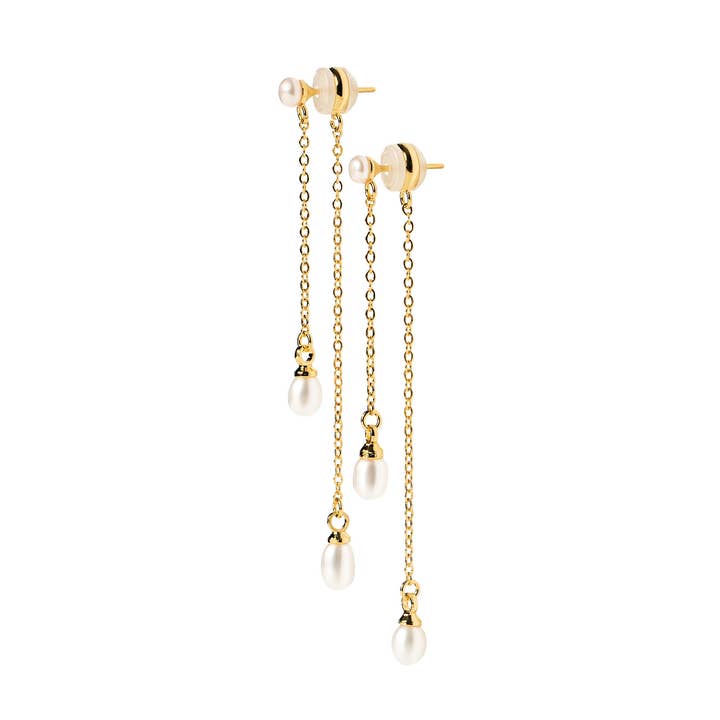 18K Gold Pearl Drop Earrings for wholesale by Brenda Grands Jewelry