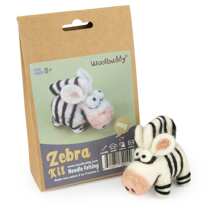 DIY Needle Felting Kit - Zebra for wholesale by Woolbuddy