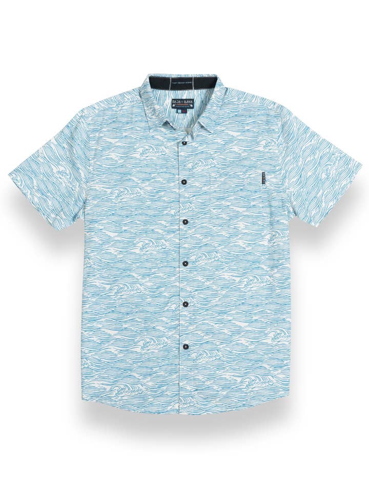 ROLL TIDES - BLUE 7-SEAS™ BUTTON UP for wholesale by Baja Llama