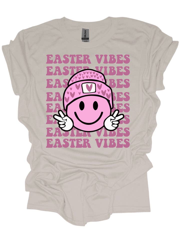 Easter Vibes smiley - DTF Overførsel for engroshandel hos Keezy Transfers