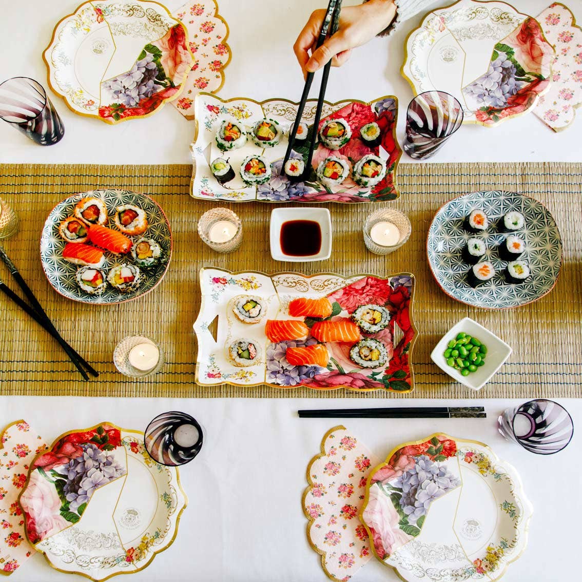 Talking Tables USA - Wholesale Disposable Napkin - Scalloped Pink Floral Napkins | 20 Pack| Tea Party |7