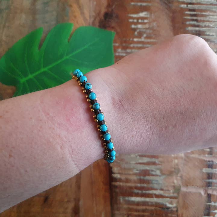 Jasper Rocks – Engroshandel Perlearmbånd – Turkis krystal macrame boho Thai armbånd