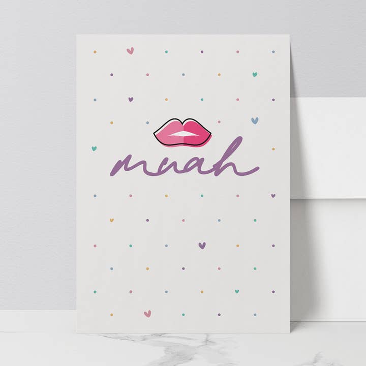 Muah (Jubiläums-/Valentinstags-/Liebesgrußkarte) für den Großhandel von Clara Paperie Co.