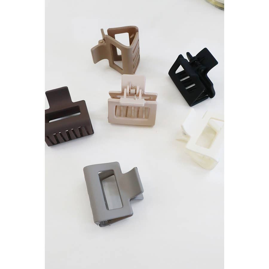 3-Pcs Neutral Color Mini Rectangle Hair Claw Set for wholesale on Faire2