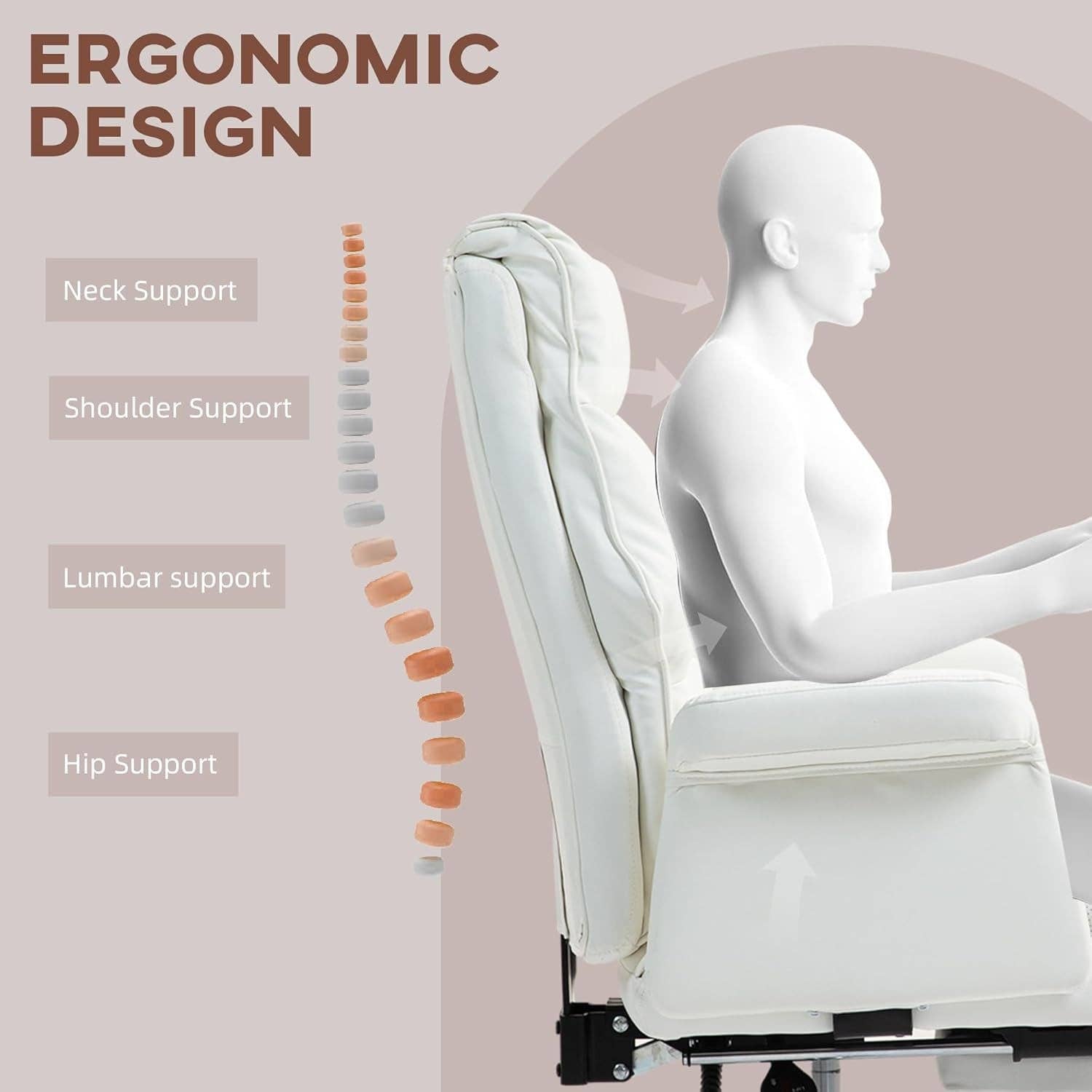 Executive Office Chair White With Footrest Ergonomic Design for wholesale on Faire3