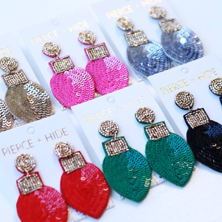 Pierce + Hide - Wholesale Dangle Earrings - Custom Sequin Bulb Earrings| HOLIDAY EARRINGS| CHRISTMAS EARRINGS9