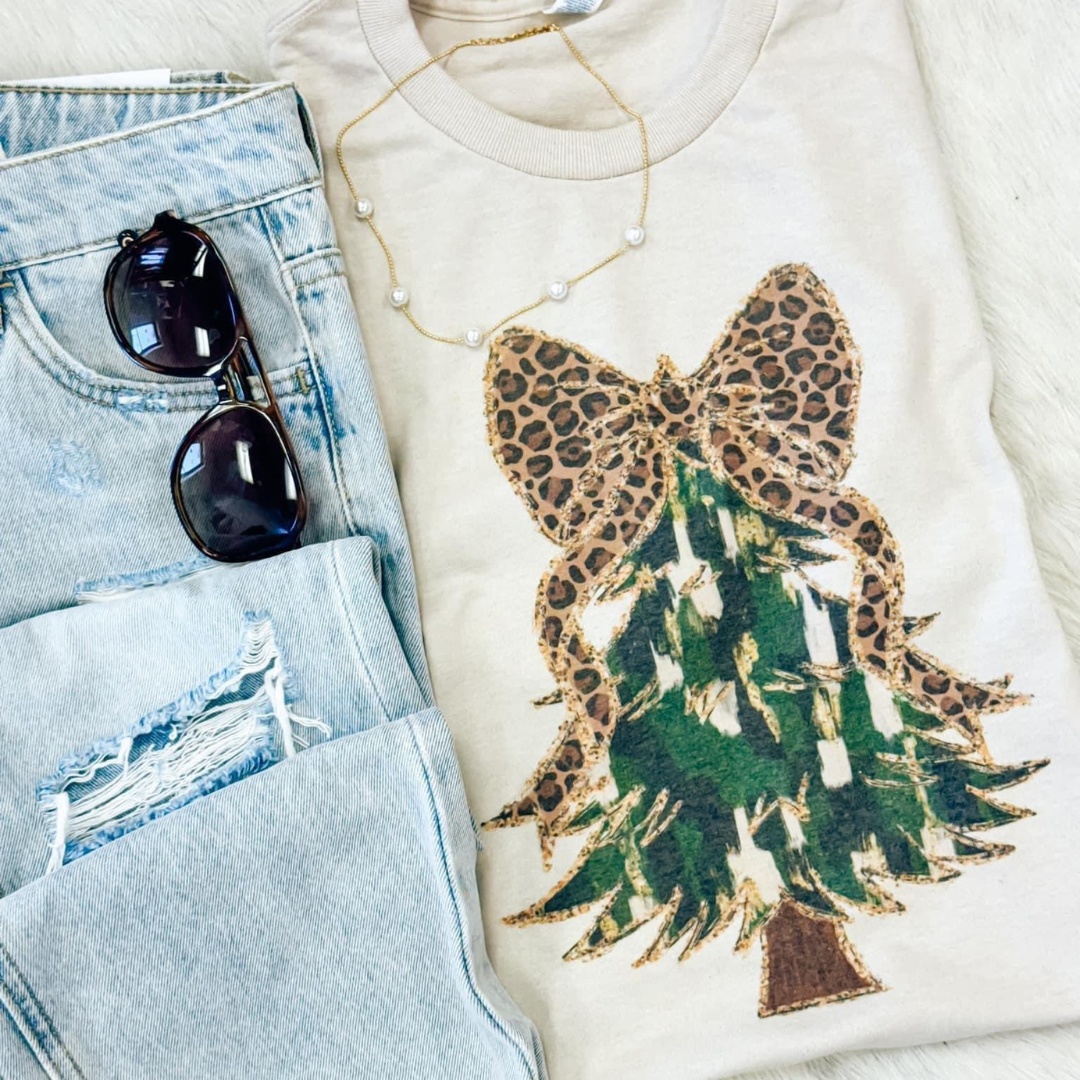 Nothing2Wear – wholesale T-shirts med screentryck – Dam – Kamouflage Bow Julgran0