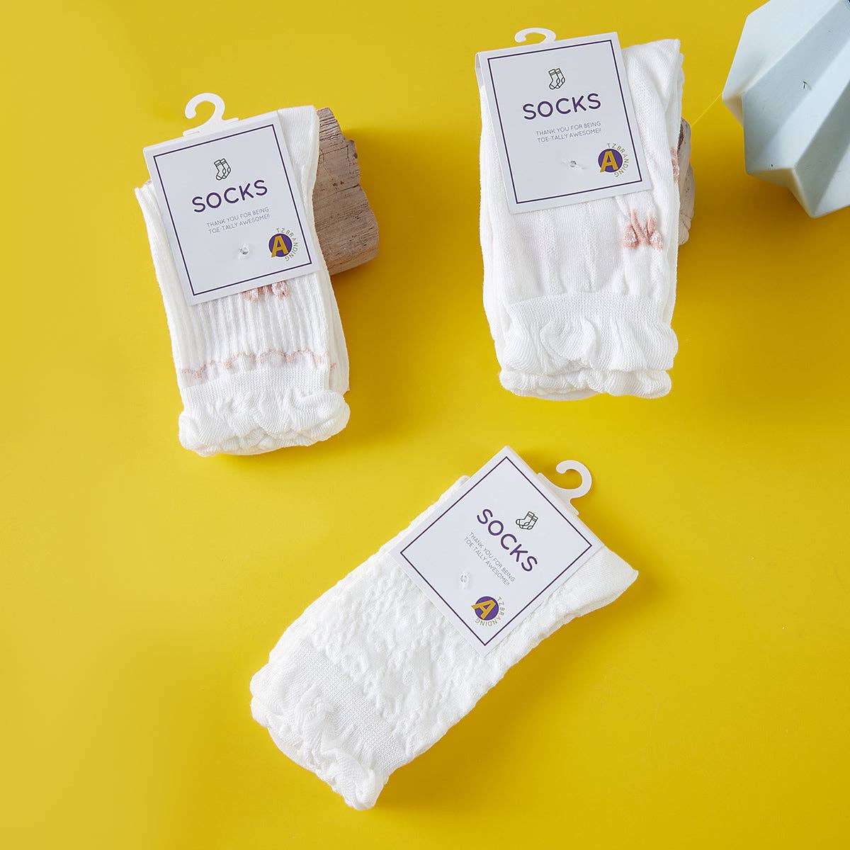 Funkyrel® Atzbranding Limited – Engroshandel Strømper - Dame – Rufia - hvide strømper med rullede kanter til kvinder21