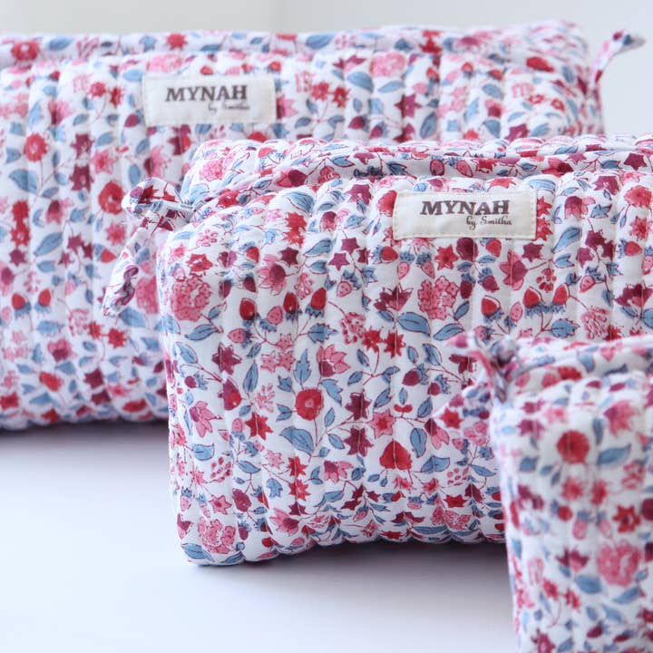 Crimson garden print travel/makeup/organizer/bag-Set of 3 for wholesale by MYNAHbySmitha