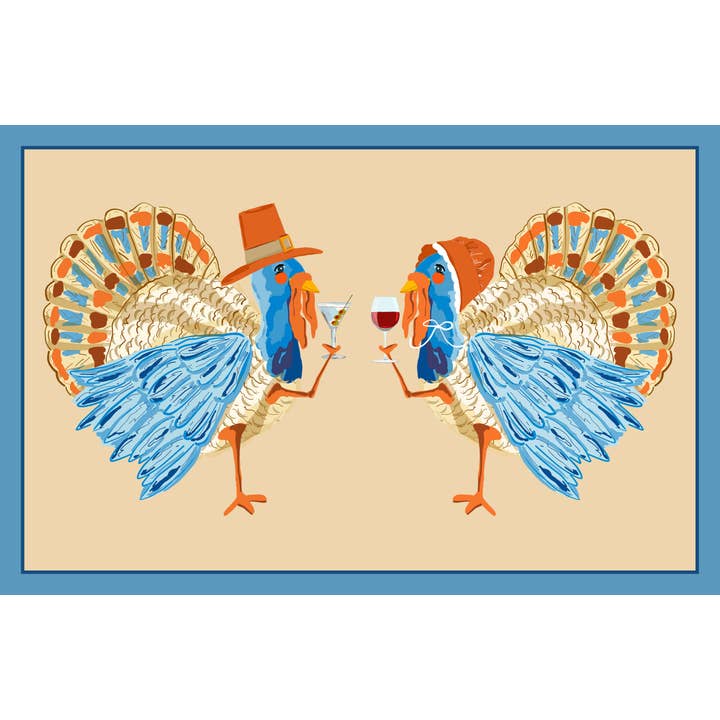 Tipsy Turkeys Thanksgiving Paper Placemat Pad, Autumn for wholesale by Taylor Beach Design