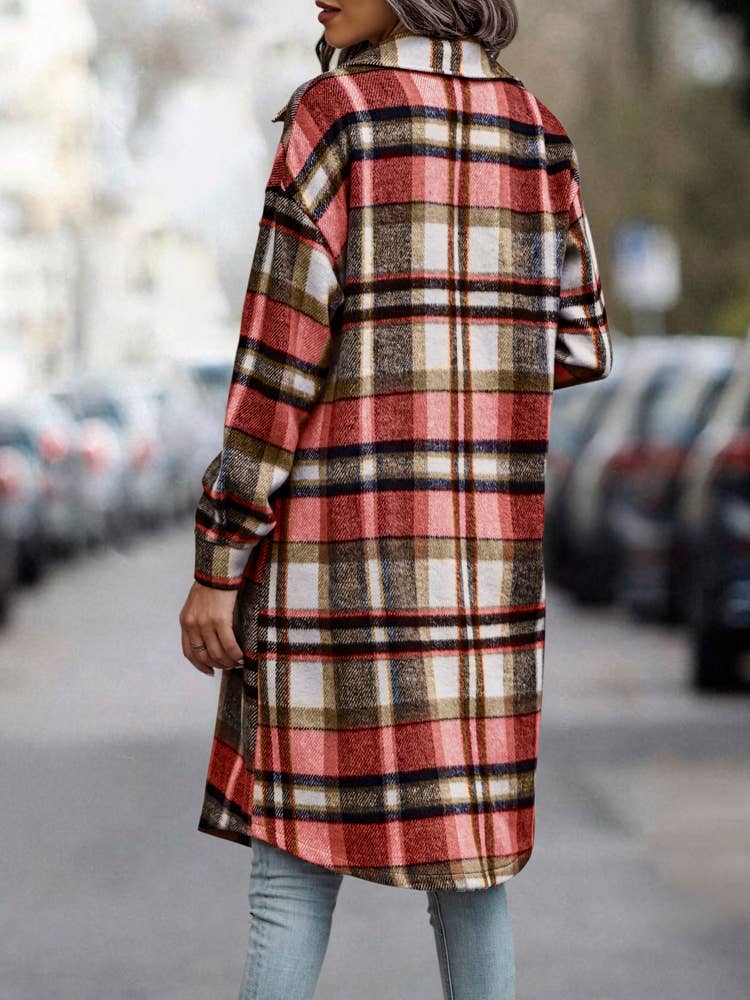 eLook - Wholesale Coat - Women's - SZ1-JK8211 Plaid Button Down Long Coat35