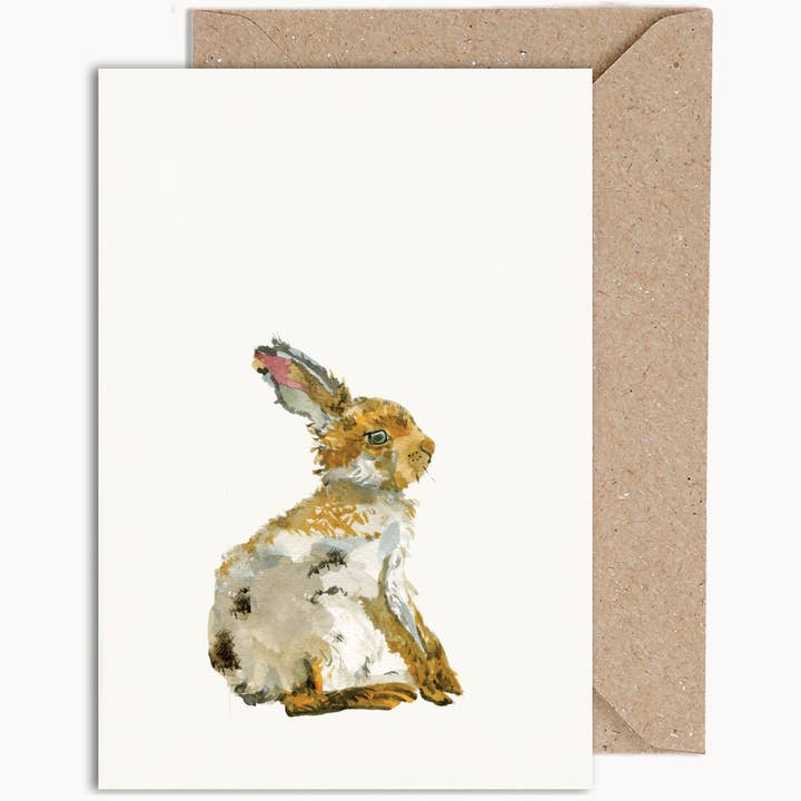 Lebre - Cartão de Páscoa com Envelope Kraft por atacado de WeirdWatercolours