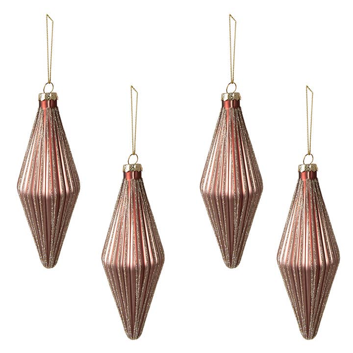 6GL3950 Weihnachtskugeln, 4 Stück, Ø 5 cm, rosafarbenes Glas für den Großhandel von Clayre & Eef