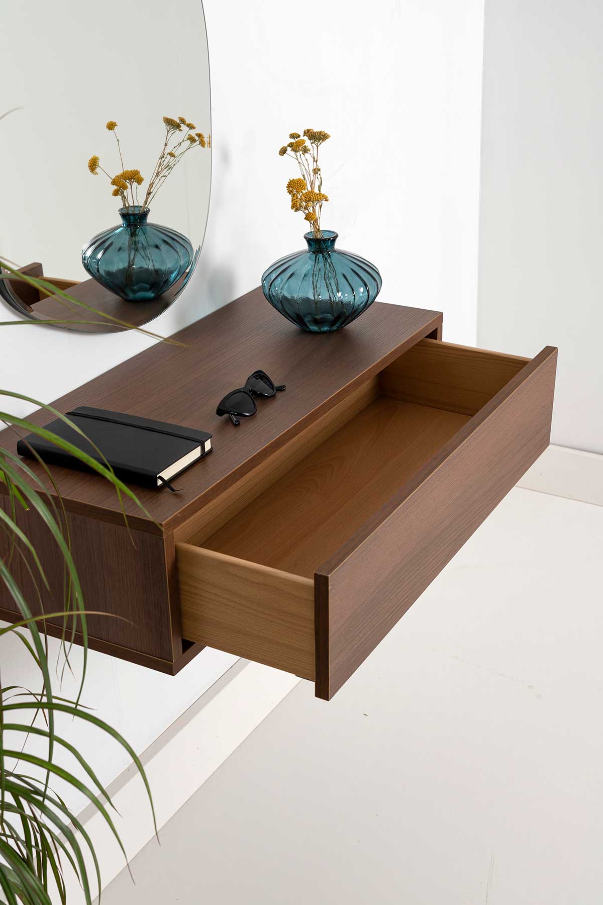 Gdeco - Wholesale Console Table - Walnut Console 1 Drawer Mdf 19Mm (To Hang On The Wall)2