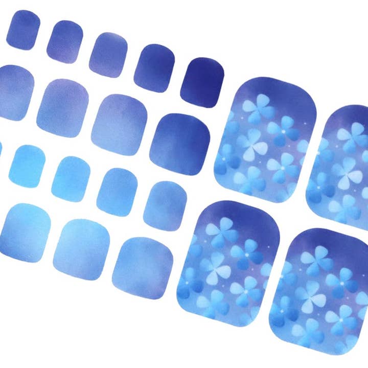 Enveloppements d'ongles d'orteils ombrés bleu marine/bandes de vernis à ongles d'orteil de fleur florale/autocollant d'ongle d'été de plage pour orteil/pédicure pastel enveloppements d'ongles pour femmes pour la vente par ClebleNails