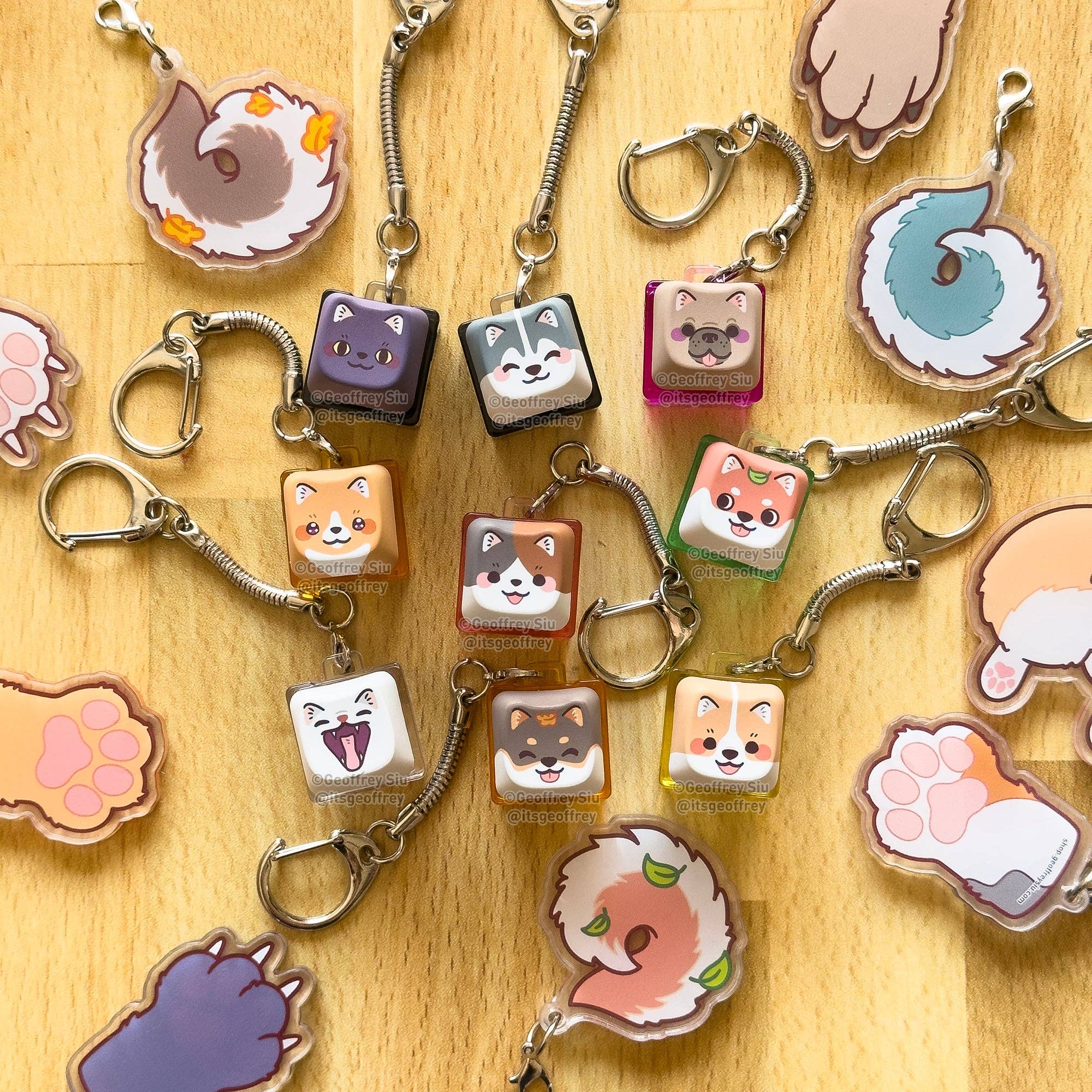 Geoffrey Siu Art LLC - Wholesale Keychain - Unisex - Series 3 Cats and Dogs Clicky Keychain Blind Bag2