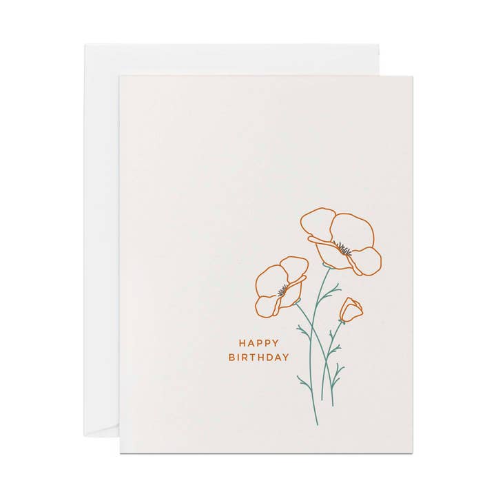 Vallmo blomma | Födelsedag gratulationskort för wholesale av Line & Kind Paper Co.