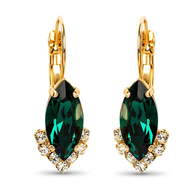 Navette Ohrhänger mit Smaragd für den Großhandel von Elayor Jewellery