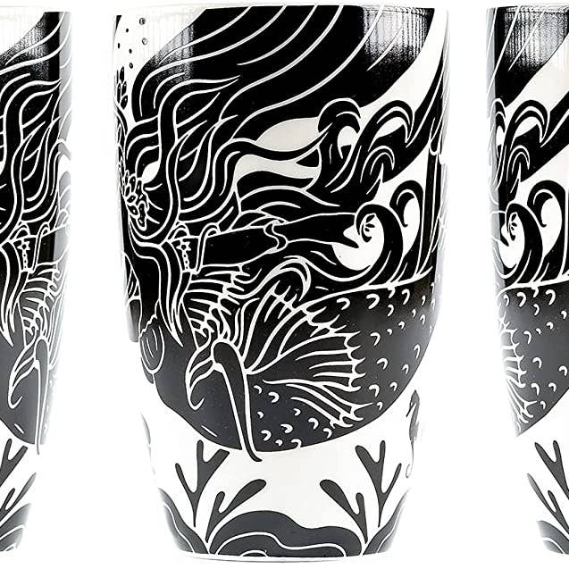 Greenline Goods - Wholesale Coffee Mug - Mermaid Coffee and Tea Mug With Ceramic Lid + Infuser (16oz)