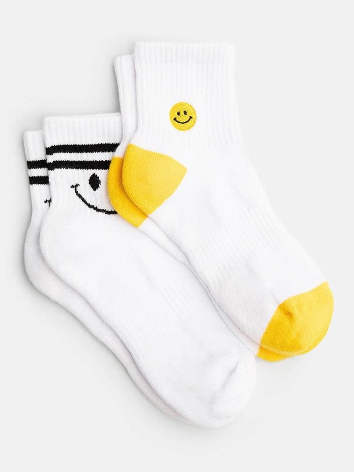 Lot de 2 paires de chaussettes mi-mollet Smile pour la vente par Natural Vibes