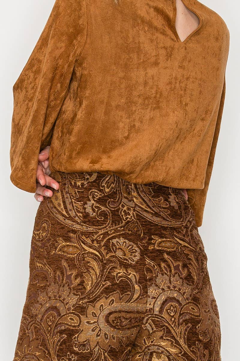 LoveWednesday - Wholesale Shorts - Women's - Love Story Brown Paisley Skort - LWP134611