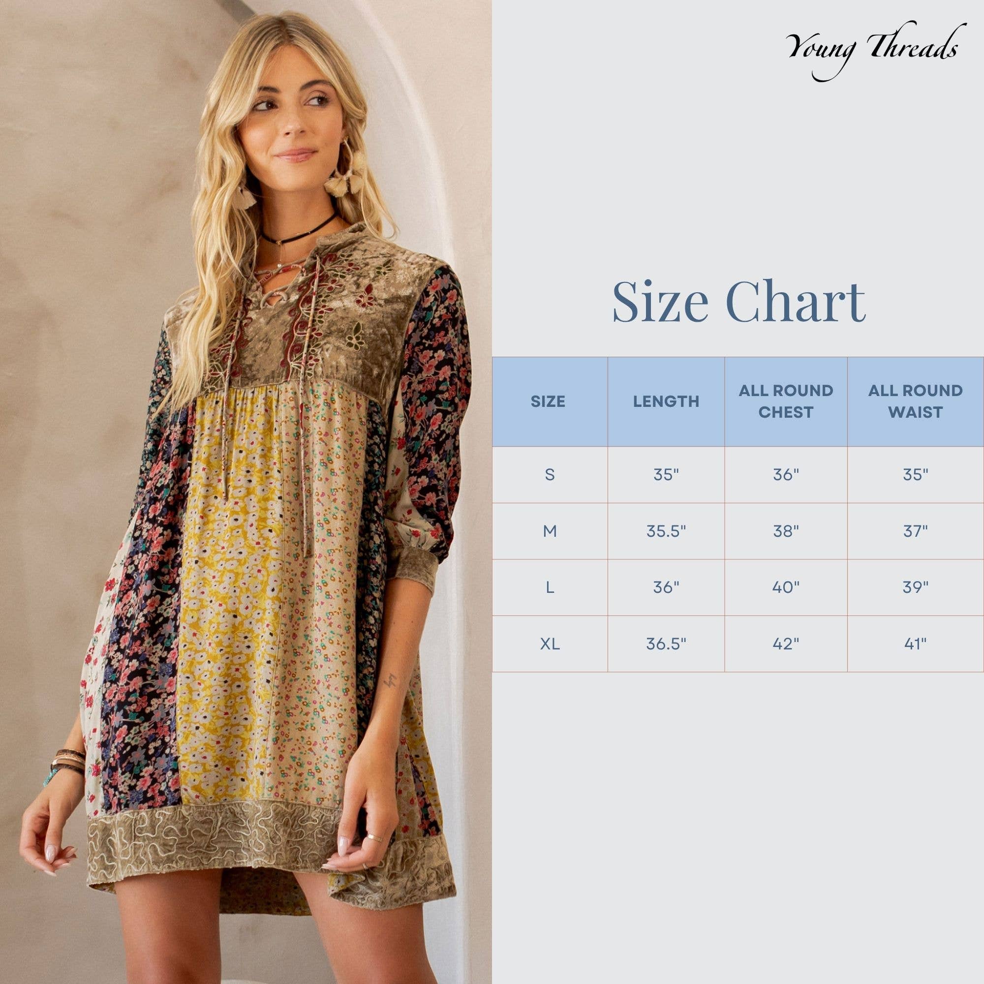 Young Threads - Wholesale Dress - Women's - Chic Bohemian Stone-Washed Babydoll Dress10